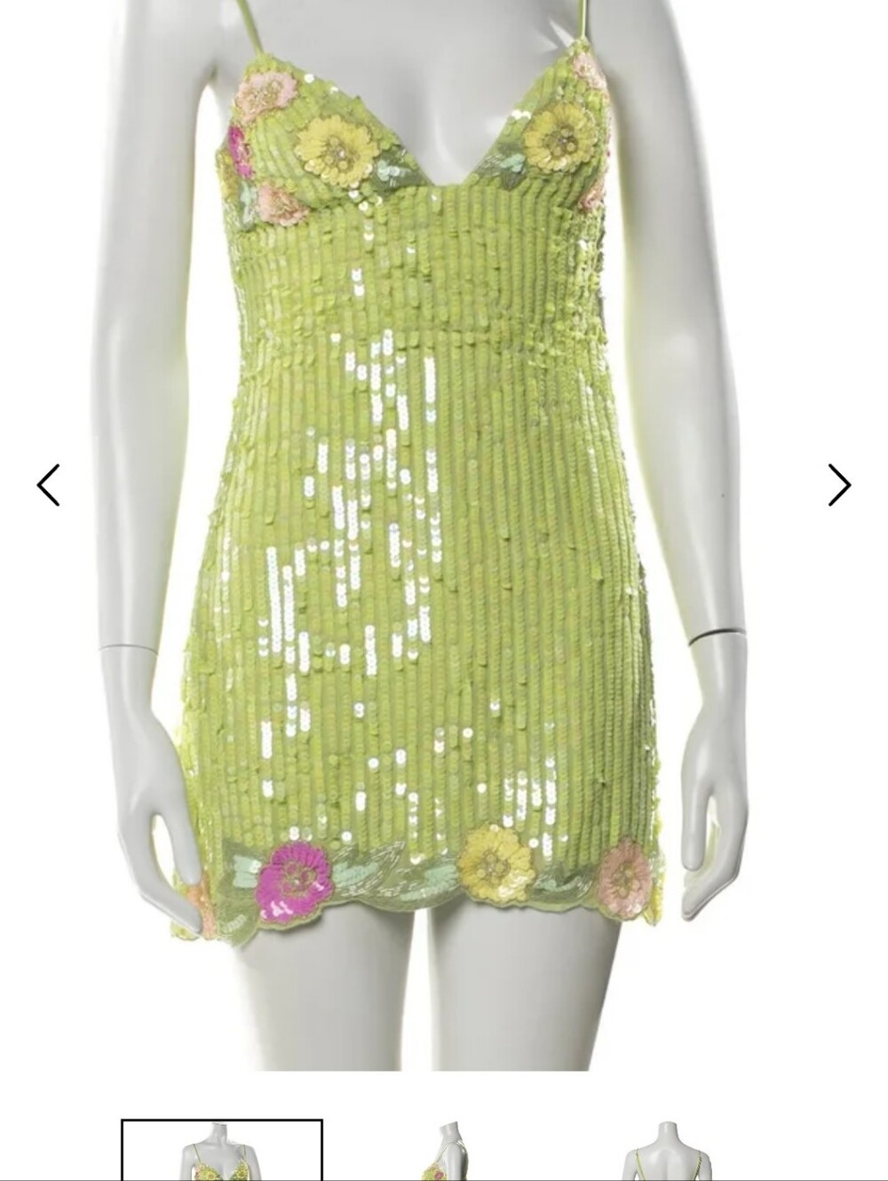 Majorelle Floral Sequin Embellished Mini Dress Green S